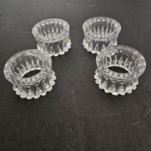 Gorham de Medici Full Lead Crystal Napkin Rings Set of 4 Vintage Clear 2 Inch
